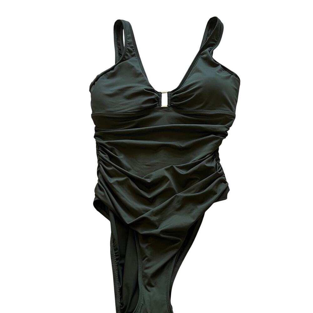 NEW Lauren Ralph Lauren Black One-Piece Swimsuit – Size 14 – Logo Detail